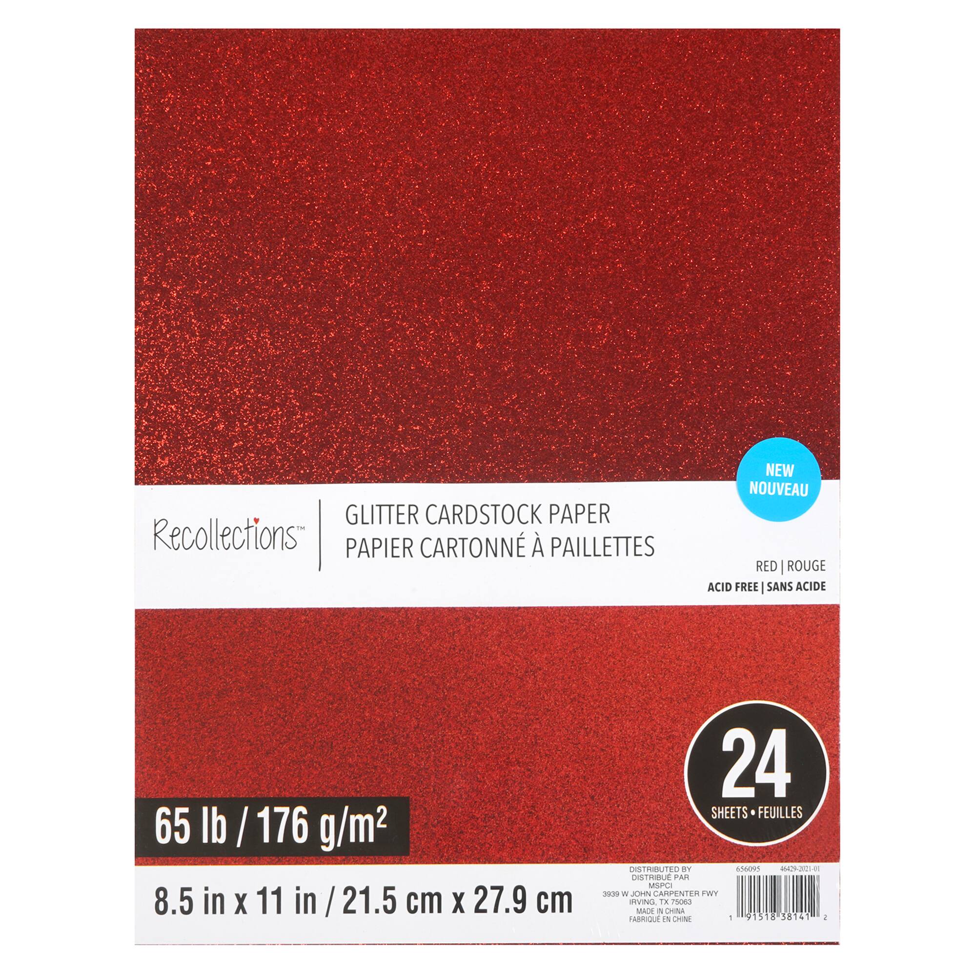 12 Packs: 24 ct. (288 total) Glitter 8.5" x 11" Cardstock Paper by Recollections